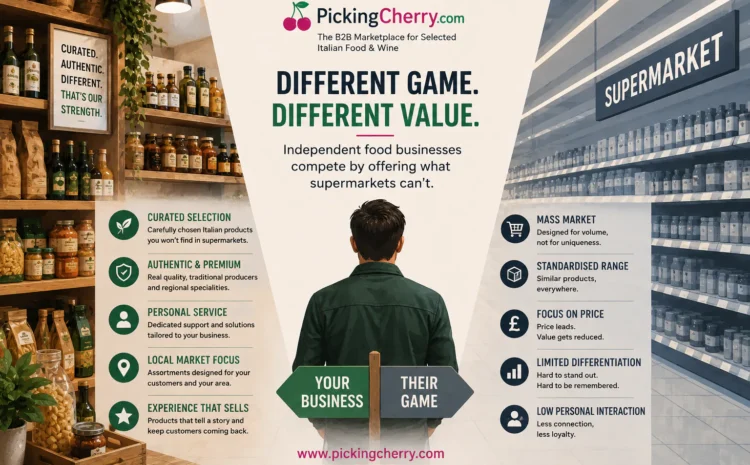 Independent food businesses compete with supermarkets through curated Italian products, personalised service, and differentiated customer experience