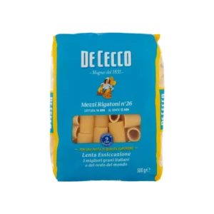 De Cecco Mezzi Rigatoni Pasta 26 500g x 24