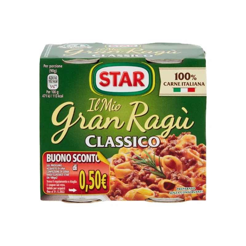 Star Ragu' Sauce 0.180X2 360g x 12 1 Star Ragu' Sauce 0.180X2 360g x 12