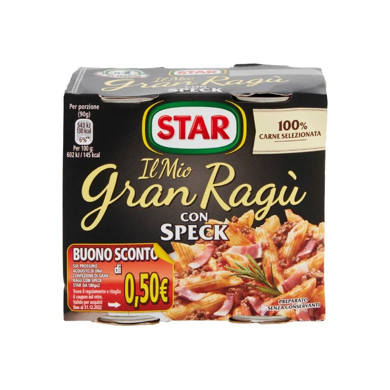 Star Speck Ragu' Sauce 180Gx2 x 12 1 Star Speck Ragu' Sauce 180Gx2 x 12